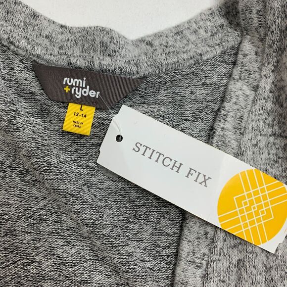 Rumi + Ryder Cardigan Womens L Large Gray Pockets Open Front Long Sleeve Knit - Picture 8 of 15
